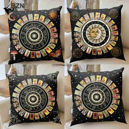 Pillow Case Mandala Tarot Card Throw s Cushion Cover Zodiac Astrology Chart Sun Moon mushroom Sofa Home Decor Decorative case HKD230817