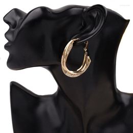 Hoop Earrings Fashion Big Nets Crystal Geometry Oval For Women Statement Pendientes Female Ear Jewelry Girlfriend Gift