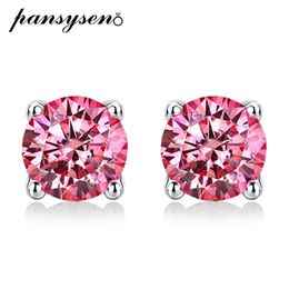 Stud PANSYSEN Top Quality 2CT Earrings 18K White Gold Plated Ear Jewellery for Women 925 Sterling Silver Wedding Gift 230816