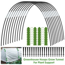 Other Garden Tools Greenhouse Hoops Grow Tunnel Kit w Spikes Clips Detachable Fiberglass Frame Reusable 230816