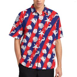 Camicie casual maschile starfish starfish blu stripe slipe shirt hawaian harajuku camicette uomini stampato di grandi dimensioni 3xl 4xl
