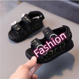 2023 New Summer Fashion Sandals Sweet Plaid Pattern Baby Girls Sandals Baby Shoes Comfortable Girl Shoes Flat Sandals