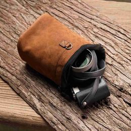 Camera bag accessories Newest Mr.stone Handmade Genuine Leather Camera Case Bag in brown color HKD230817