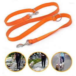 Dog Collars Durable Nylon Padded Leash Double Head Two Leashes P Chain Collar Adjustable Long Short Rope Dogs Running Training Leads