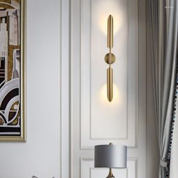 Wall Lamp Modern Light Luxury American Living Room Dining Bedroom Creative Simple Golden Inclined Porch Decor Bathroom Lighting