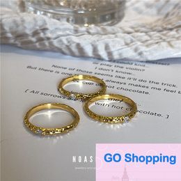 Classic Diamond Handmade Geometric Gold-Plated Ring for Women Stylish Twin Simple Cross-Border