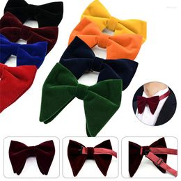 Bow Ties High Quality Velvet Big Bowties Adjustable Women Mens Groom Wedding Tie Black Red Green Solid Fashion Cravat Accessories