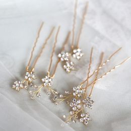 Hair Clips Jonnafe Shine Rhinestone Floral Wedding Pins Set Gold Silver Colour Bridal Jewellery Accessories