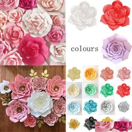 Decorative Flowers Wreaths Diy Paper Flower Backdrop Wall 30 Cm Nt Rose Wedding Party Decor Drop Delivery Home Garden Festive Suppl Otk2P