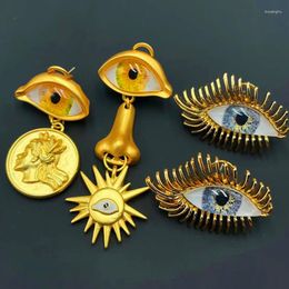 Stud Earrings Personality Eyes Earring Devil's Eye Nose Portrait For Women Jewellery Brass European Court Style Retro