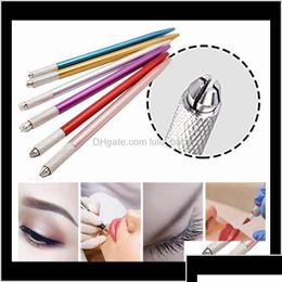 Permanent Makeup Machines 100Pcs Semi-Permanent Pen 3D Embroidery Manual Tool Tattoo Eyebrow Microblade 5 Colors Jdpru W95Rk Drop Deli Dhexm