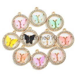 Pendant Necklaces Peixin 6Pcs/Set Multicolor Cute Butterfly Charm High Quality Pav Zircon Necklace Pendant For DIY Jewellery MakAccessories J230817