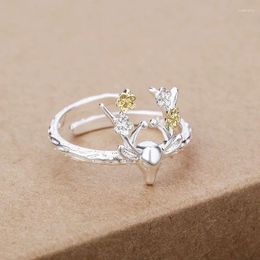 Wedding Rings Bohemian Vintage Big Deer Antlers Ring For Women Boho Antique Silver Colour Knuckle Jewellery Anillos