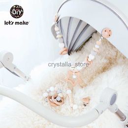 Let's Make Baby Bed Hanging Rattles Toys Crochet Beads Pacifier Chain Nursing Bracelet Pacifier Chain Star Baby Rattle Set HKD230817