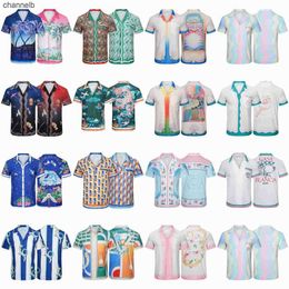 Men's Casual Shirts Hawaiian CASABLANCA Shirt Men Women 1 1 High Quality Swan Print Top Silk Short Sleeve Shirts Casual Blouse HKD230817