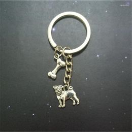 Keychains Pug Keychain Pendant Charm Dog Key Chain Bone Pet Gifts