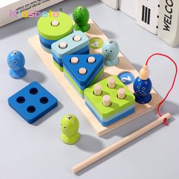 Sports Toys Montessori Wooden Sorting Stacking Magnetic Fishing Game Toy For Children Kids Baby 230816