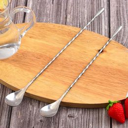 Coffee Scoops Stainless Steel Spoon 304 Thread Bar Spoons Milk Tea Stir Cocktail Wine Mixing Stick Comfortable Long Handle
