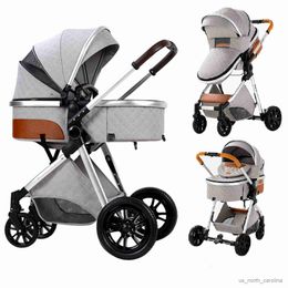 Strollers# Luxury Baby Stroller in 1 Foldable Stroller High landscape Newborn Baby Bassinet Lightweight baby cart with comfort R230817