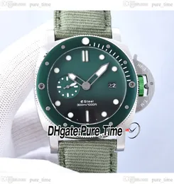 V7 47mm New Dive 01287 A2555 Automatic Mens Watch Green Dial BMG-TECH Steel Case Gray Nylon/Leather Strap Sport Gents Big Watches Pure_Time PTPM A10a