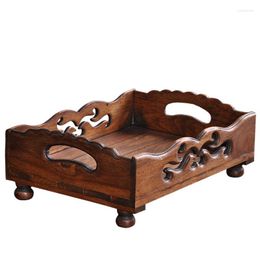 Plates Solid Wood Fruit Plate Living Room Coffee Table Snack Tray Wooden Decoration Home Retro