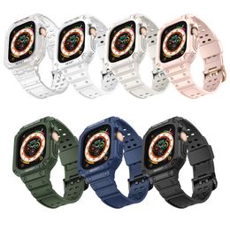 2 in 1 TPU Strap With Case For Apple Watch Band Ultra 49mm Bracelet Correa Sports Rugged Cases iWatch Ultra 49 Wristband