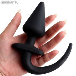 Anal Toys Silicone Dog Tail Butt Plug Puppy Tail Anal Plug G-spot Stimulator Erotic Adult Toys Slave Women Tail Gay Sex Game Toys HKD230816