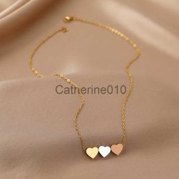 Pendant Necklaces Stainless Steel Necklaces New Trend Sweetheart Gold Colour Silver Colour Metal Charms Pendants Chains Fashion Necklace For Women J230817