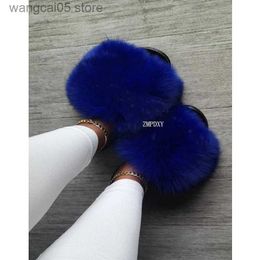 Slippers Women Real Raccoon Fur Slippers Plush Warm Slippers Summer Beach Flip Flops Fluffy Fur Slides Fashion Flat Sandals Travel Shoes T230817