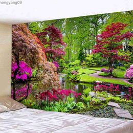 Tapestries Large Beautiful Natural Forest Tapestry Hippie Sea Cave Natural Scenery Wall Hanging Landscape Tapestries Art Wall Decor Cloth R230817