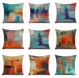 Pillow Case 45x45cm Retro Graffiti Print Color Cushion Cover Orange Abstract Cover Modern Home Decoration Polyester Cover HKD230817