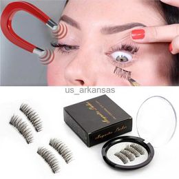 False Eyelashes 2 Pairs 3 Magnetic False Eyelashes natural with 3D magnets handmade magnetic lashes natural Mink eyelashe magnet lash HKD230817