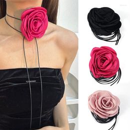 Choker Elegant Big Flower Necklace For Women Long Knotted Rope Chain Necklaces 2023 Fashion Jewelry On Neck Collar