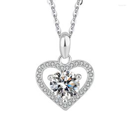 Chains 1 CT D Color Moissanite Diamond Necklace For Women Sterling Silver 925 Loving Heart Pendant Birthday Party Gift Fine Jewelry