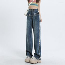 Women's Jeans Vintage High Waist Women American Fashion Streetwear Wide Leg Jean Female Denim Trouser Baggy Pants