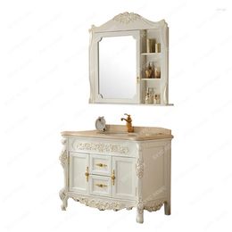 Bathroom Sink Faucets Antique European-Style Cabinet Combination Solid Wood Mirror Oak Floor-Standing Hand Washing