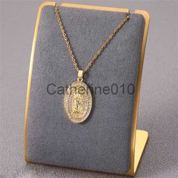 Pendant Necklaces Virgin Mary Pendant Necklace for women 2023 golden rotundity Stainless Steel Lips Neck Chain Female Necklaces Jewellery for Girl J230817