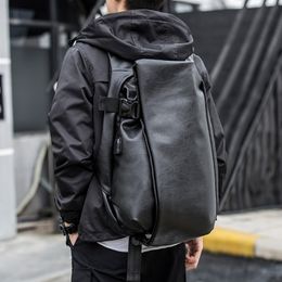 School Bags Mens Backpack USB Charge Travel Laptop Back packs Black 16inch Leather Bag Male Vintage Waterproof Anti Theft Backpacks 230817