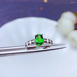 Cluster Rings Classic Clear Green Diopside Gemstone Ring For 925 Silver Jewelry Round Bright Color Natural Gem Girl Birthday Party Gift