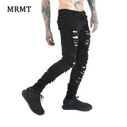 Mens Jeans Black bubble club havoc black jeans narrow feet high street punk rock micro elastic fabric cultivate ones morality hardcore FOG 230817