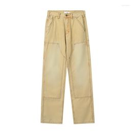 Men's Pants Distressed Retro Streetwear Loose Trousers For Men And Women Solid Color Pockets Overalls Baggy Hip Hop Cargo Oversized