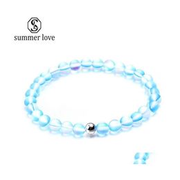Beaded Strands Spectrolite Beads Bracelet Handmade Trendy Jewellery Grind Arenaceous Glass Bead Charm Lucky For Women Girls Gift Whol Dr Dhftm