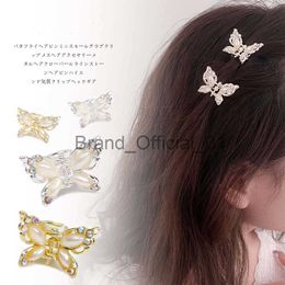 Geometric Small Hair Claw Rhinestone Pearl Hairpin Butterfly Side Clip Korean Style Barrette Women Hair Accessories x0817