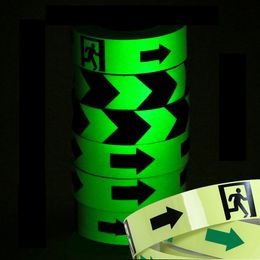 5cm*5m Night Glowing PET Luminous Arrow Twill Fire Safety Exit Warning Adhesive Tape