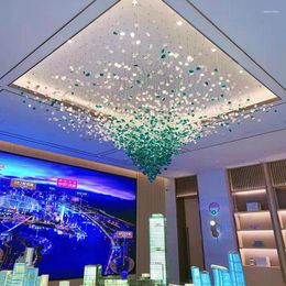 Ceiling Lights Glass Crystal Chandelier Bar Living Room Large El Engineering Hanging Light Green Color Stone Luxury Pendant Lamp LED