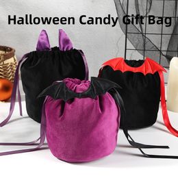 Easter Halloween Candy Bag Party Gift Bag Velvet Bat Bag Kids Sugar Holder Halloween Decoration Storage Baskets Cute Handbag Biscuits Snack Baking Packaging Bags