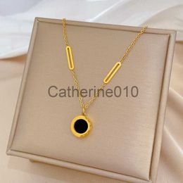 Pendant Necklaces Fashion Roman Digital Wafer Pendant Necklace Stainless Steel Party Jewellery for Women Sexy Choker J230817