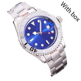 Men's watch designer watches high quality automatic watch classic Leather 904L stainless steel sapphire glass watch with box business montre Blue dial waterproof