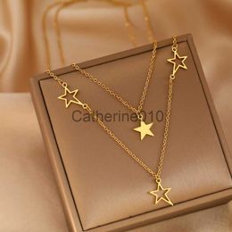 Pendant Necklaces Stainless Steel Necklaces New Popular Stars Pendants Layer Chain Y2K Choker Chain Kpop Korean Fashion Necklace For Women Jewellery J230817