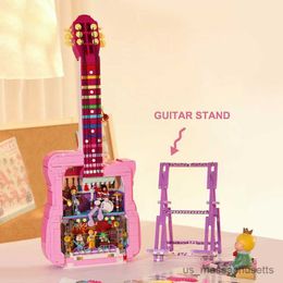 Blocks 1710PCS Creative Guitar Building Blocks With LED Lights Band Practise room Music Festival Assemble B Toys Christmas Gifts R230817